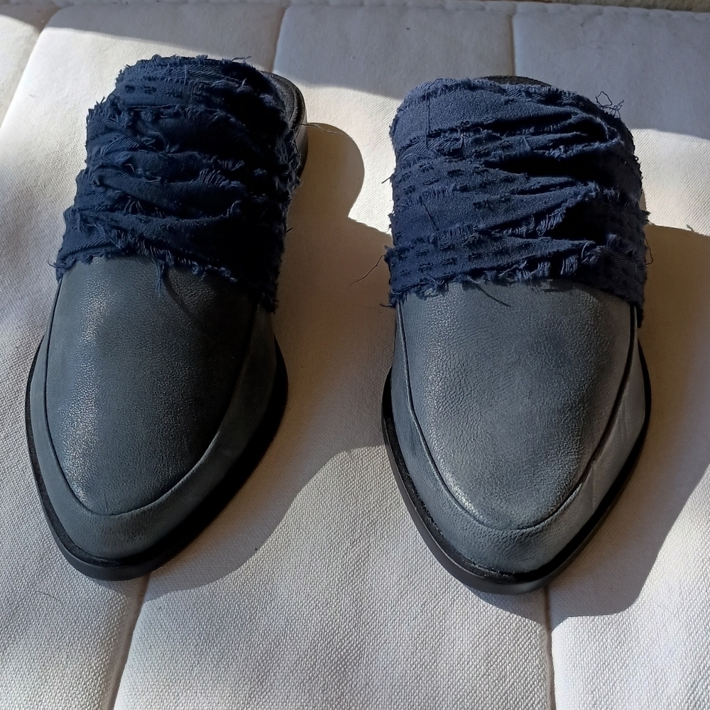 Kelsi Dagger Women's Blue Leather And Fabric Mules_8.5 - Picture 6 of 9